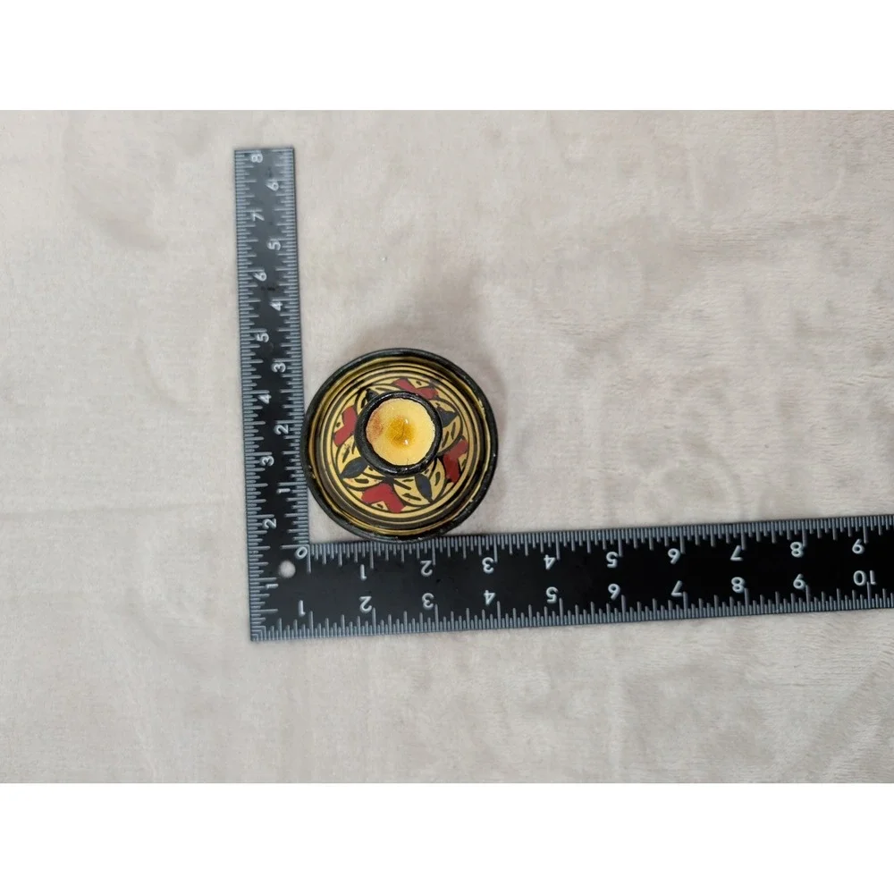 Mini Moroccan Hand Painted Ceramic Tagine Pot Salt Cellar Spice Dish‎ Yellow Red